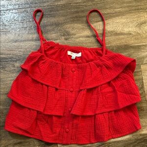 Red Ruffled Tank Top